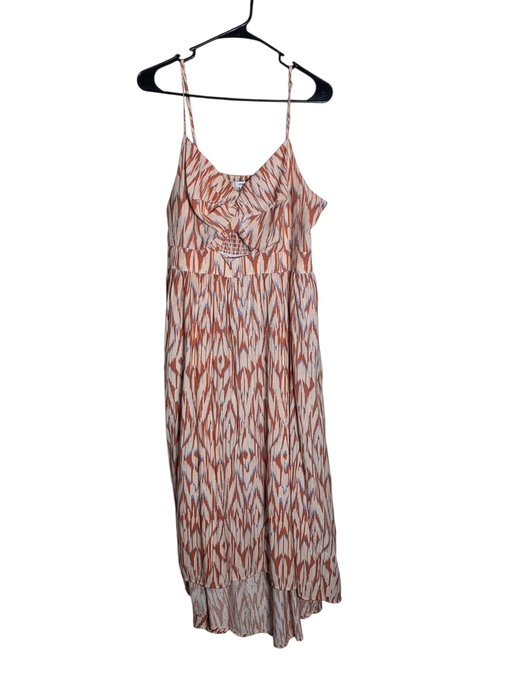 Nine West High-Low Ikat Print Midi Sundress Size XL Rust Orange